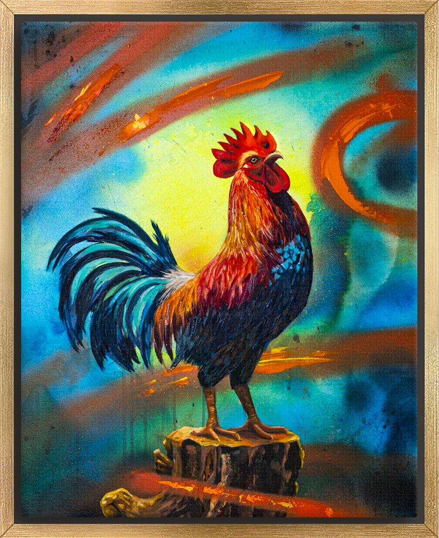 "Confident Rooster" Framed Canvas Print