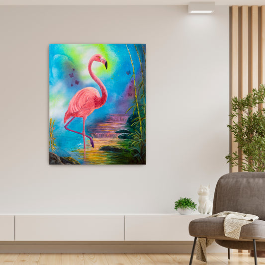 "Balanced Flamingo" Canvas Print