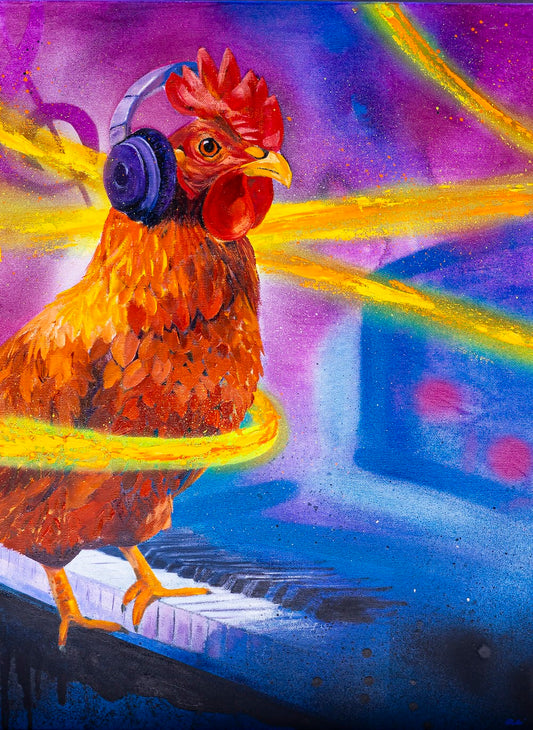 "DJ Cheeky Chicken" Original Painting