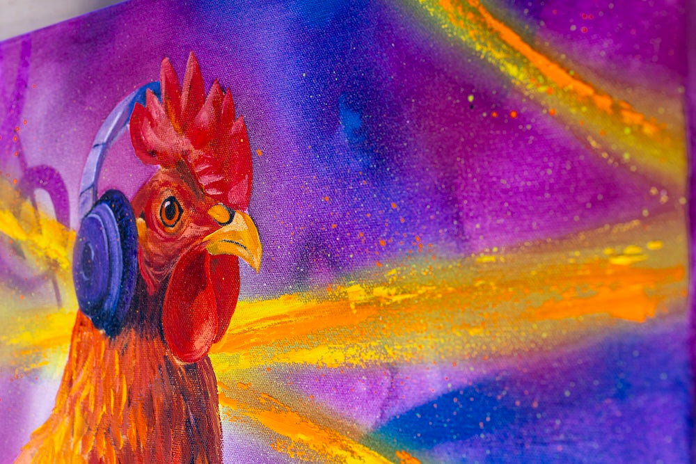 "DJ Cheeky Chicken" Original Painting