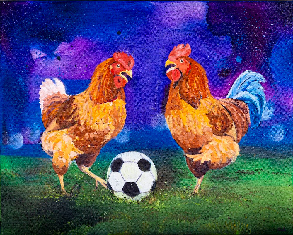 "Chicken Soccer" Original Painting