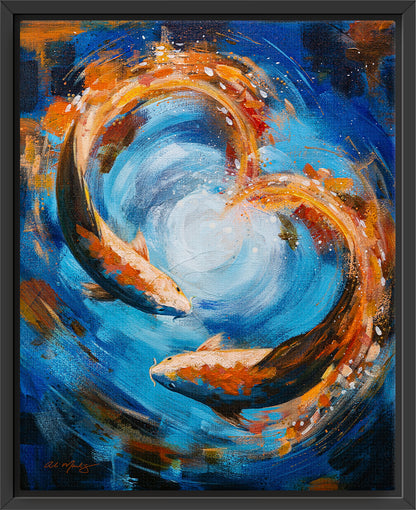 "Koi Kinship" Framed Canvas Print