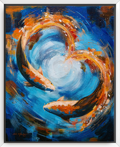 "Koi Kinship" Framed Canvas Print