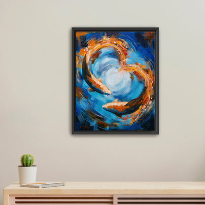"Koi Kinship" Framed Canvas Print