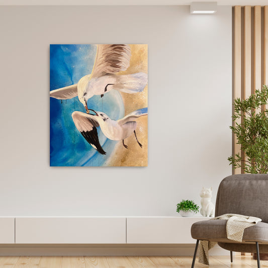 "Nurturing Seagull" Canvas Print
