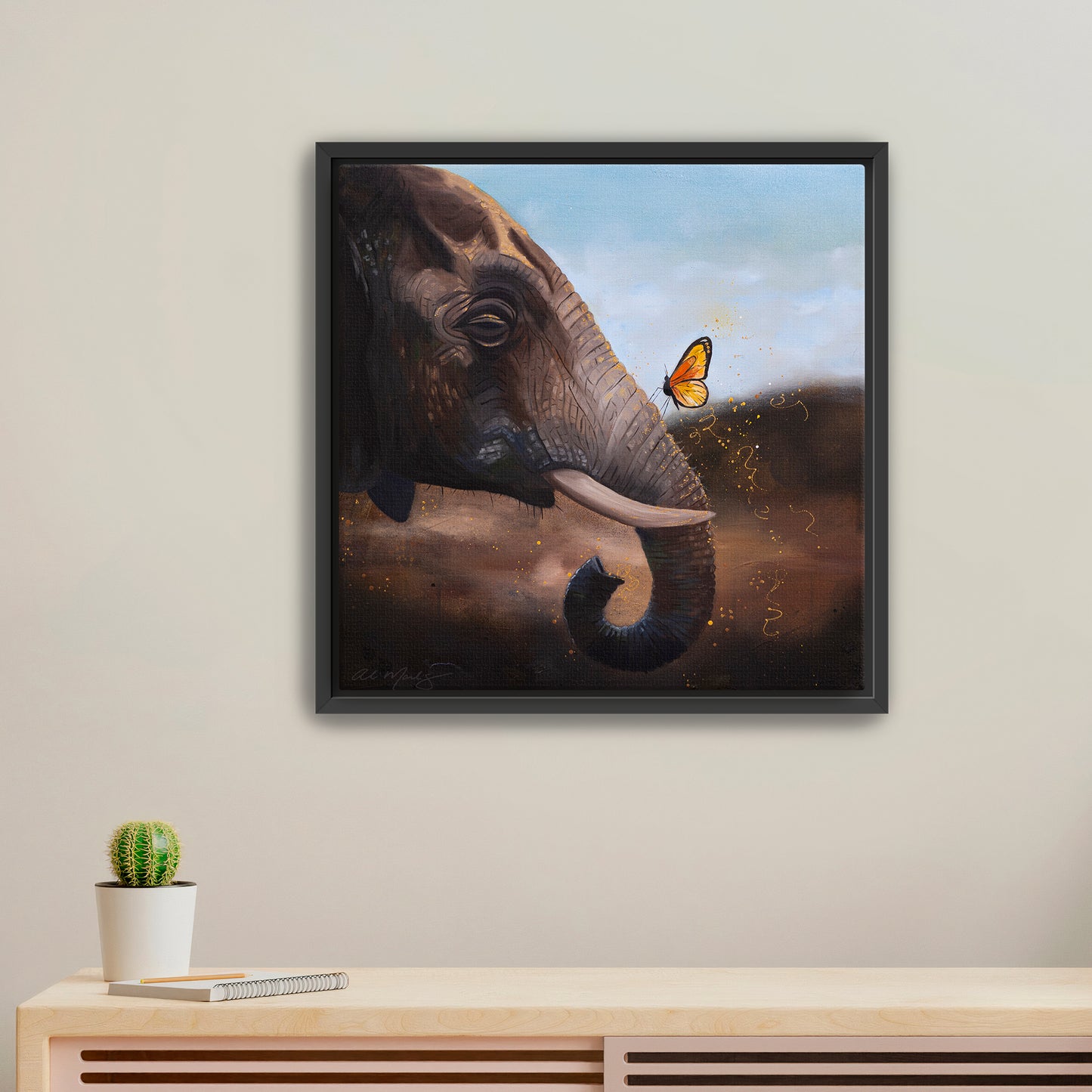 "Elephant | The Protector I" Framed Canvas Print