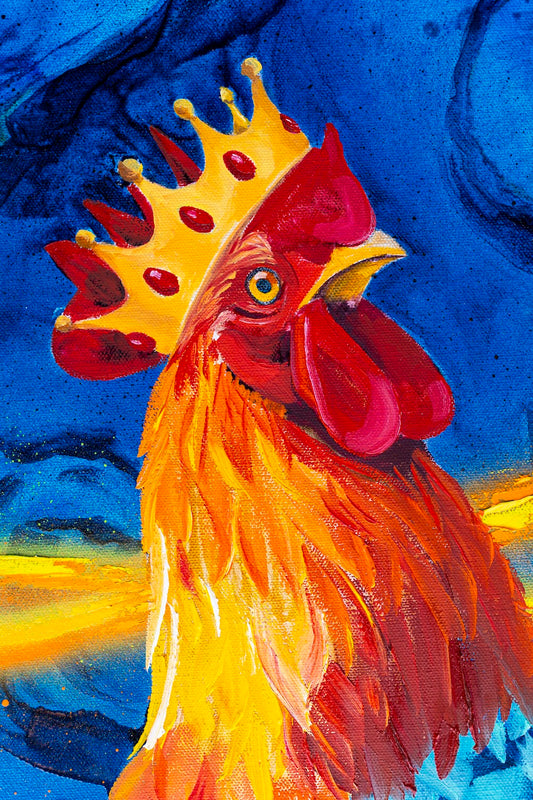 "Rooster King of Beer" Original Painting